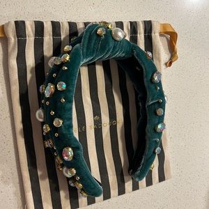 Lele Sadoughi aqua headband w pearls and gems